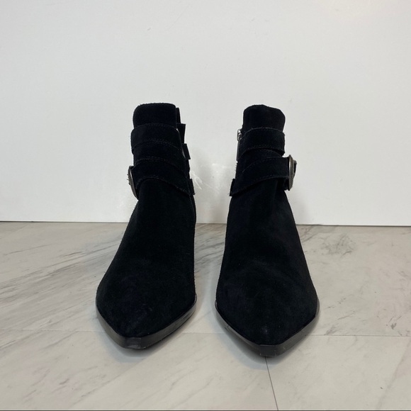 Marc Fisher Western Buckle Black Suede Bootie 6M - Picture 2 of 15